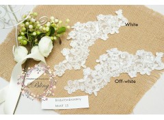 Bridal Lace Embroidery Motif 15 (Pearls & sequins), 23x9  cm